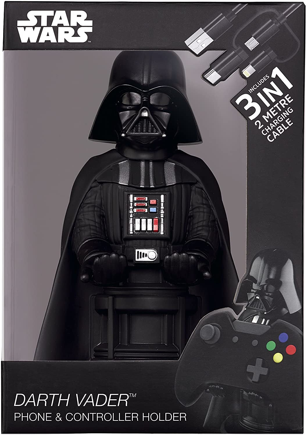 : Star Wars: Darth Vader - Original Mobile Phone & Gaming Controller Holder, Device Stand, Cable Guys, Licensed Figure (Multi-Colored)