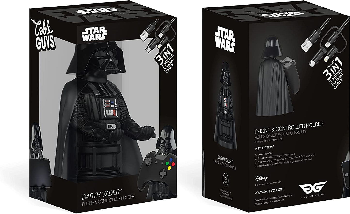 : Star Wars: Darth Vader - Original Mobile Phone & Gaming Controller Holder, Device Stand, Cable Guys, Licensed Figure (Multi-Colored)