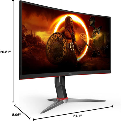 C27G2Z 27" Curved Frameless Ultra-Fast Gaming Monitor, FHD 1080P, 0.5Ms 240Hz, Freesync, HDMI/DP/VGA, Height Adjustable, 3-Year Zero Dead Pixel Guarantee, Black, Xbox PS5 Switch